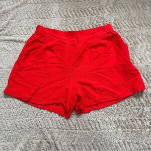 a new day Linen Vibrant Red Women's Pull On Elastic Waist High Waisted Shorts